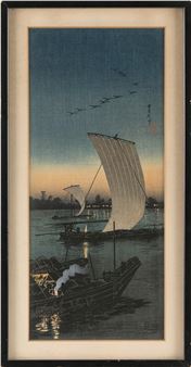 River Boats in the Evening - Takahashi Shōtei