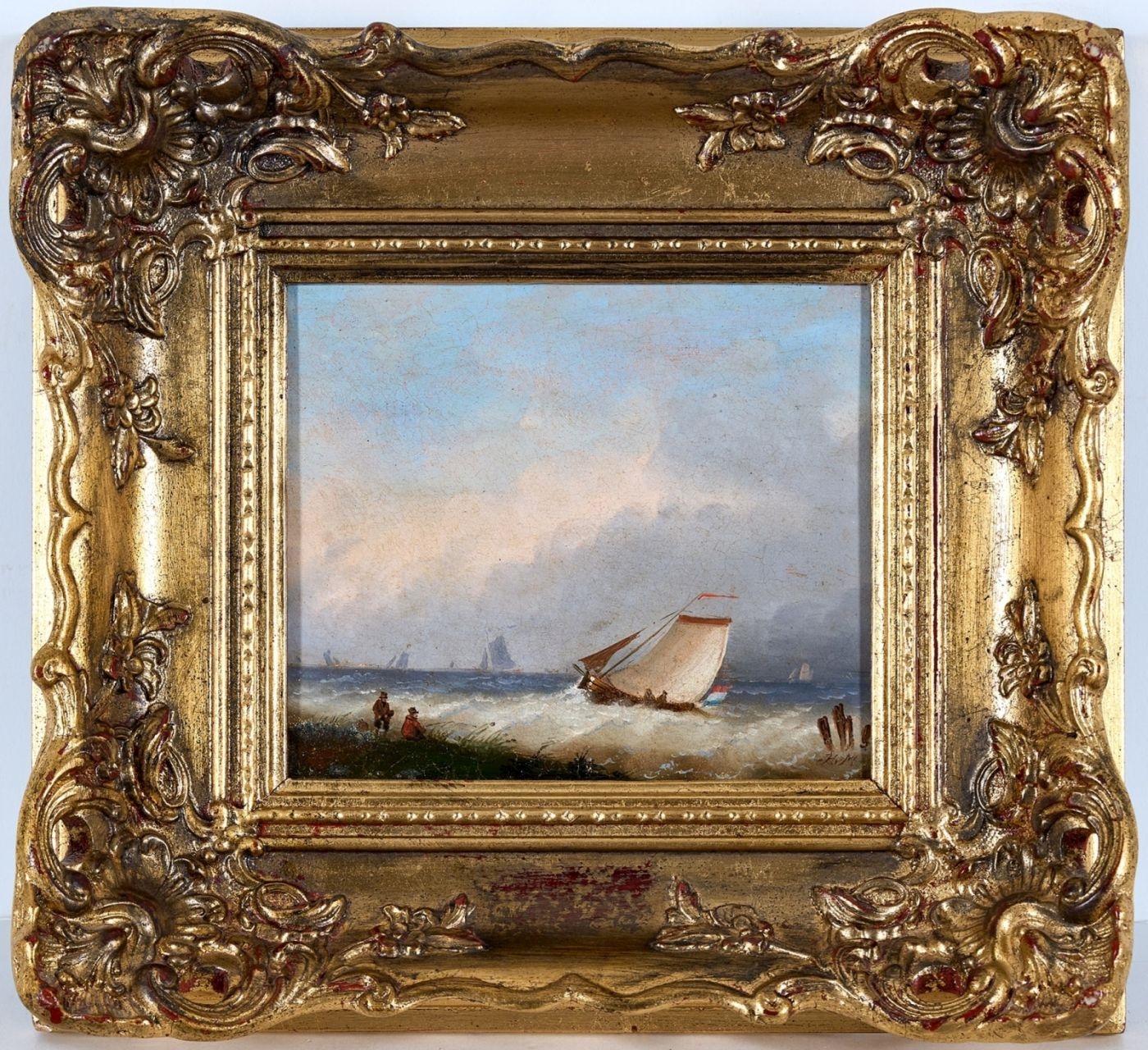 Artwork by Hendrik Willem Mesdag, Küstenszene mit Segelbooten, Made of oil on wood