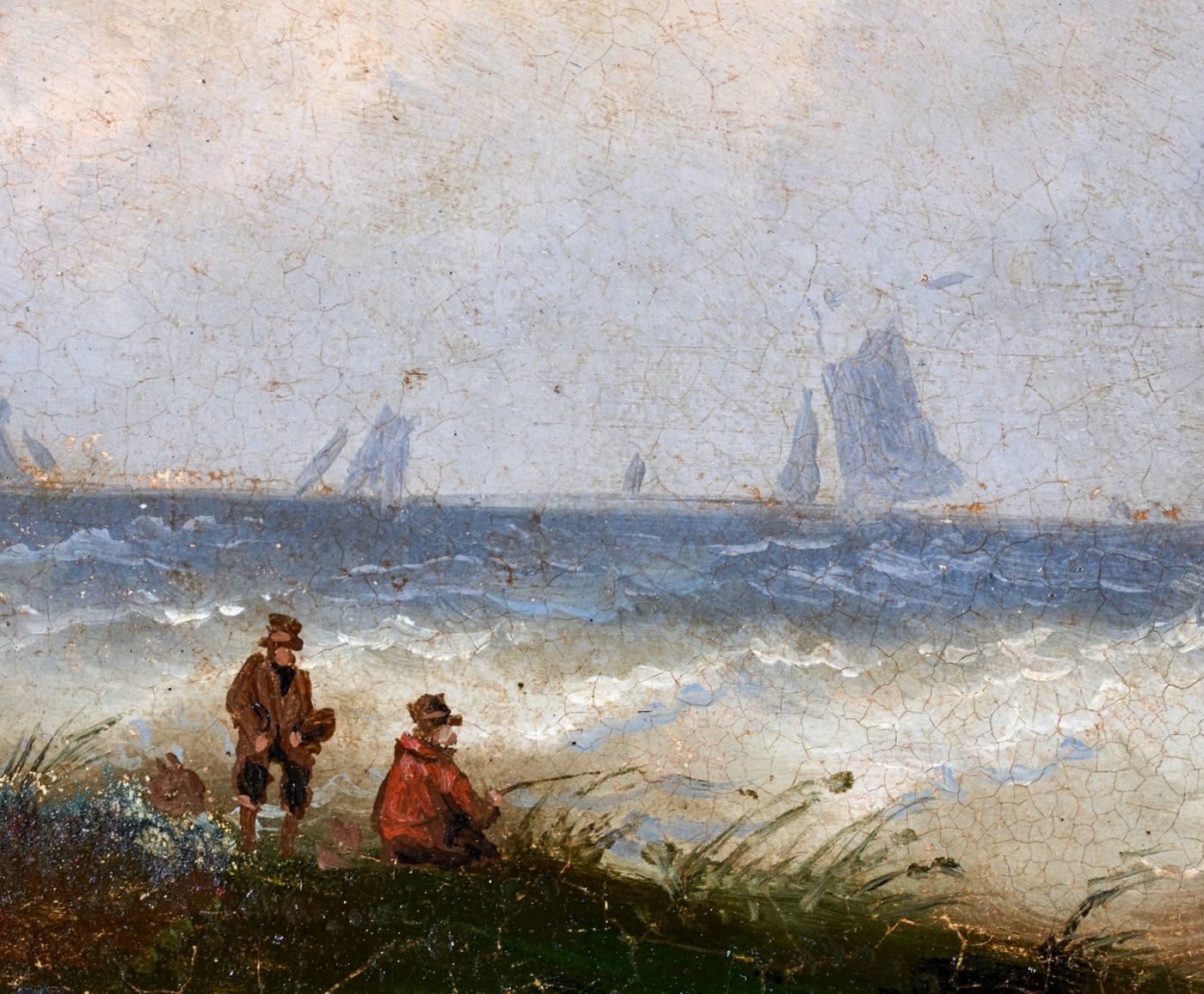 Artwork by Hendrik Willem Mesdag, Küstenszene mit Segelbooten, Made of oil on wood