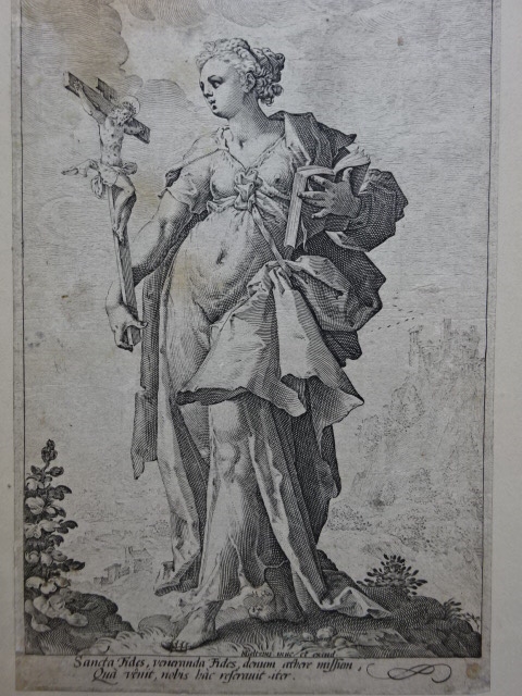 Artwork by Hendrick Goltzius, Sancta Fides / Solamen Spes alma hominum, Made of Copper Engravings