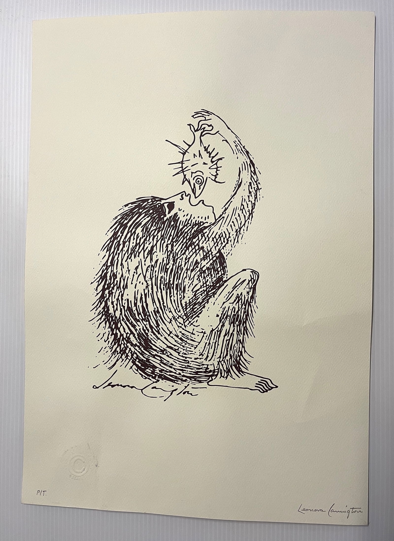 Artwork by Leonora Carrington, MONKEY EATING A FISH, Made of Etching
