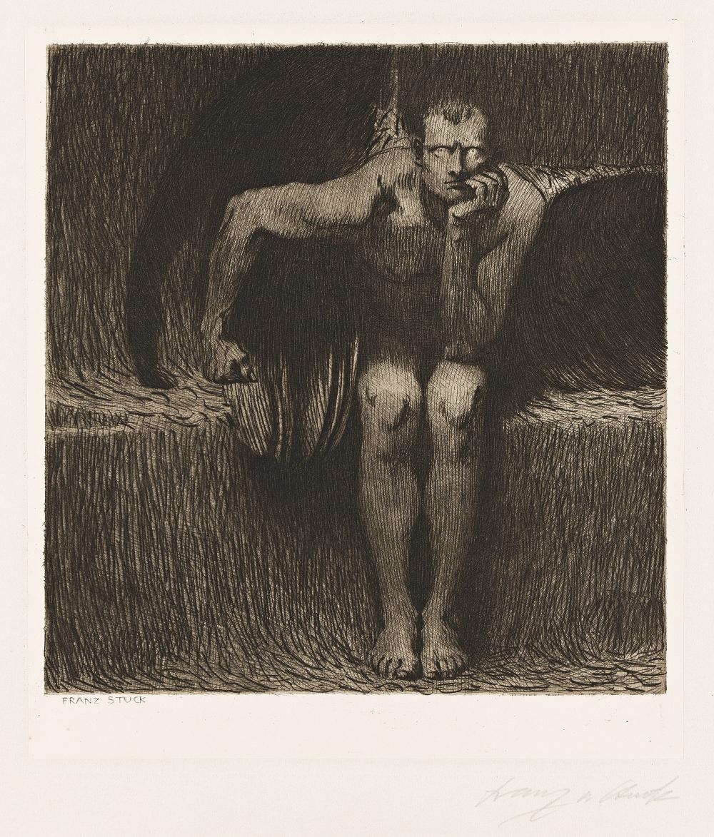Artwork by Franz von Stuck, Lucifer, Made of Etching On Chine Collé