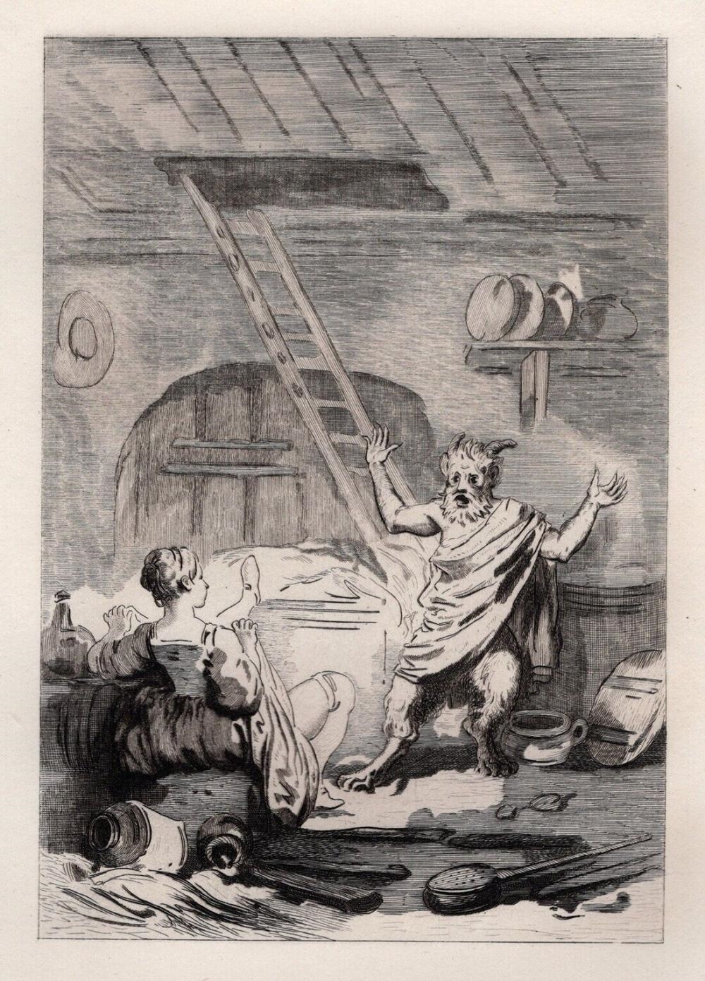 Artwork by Jean-Honoré Fragonard, The Devil of Papefiguiere, Made of Etching On Laid Paper