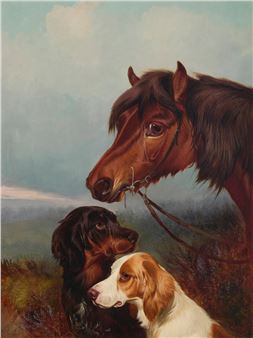 Horse and dogs outdoors - Colin Graeme Roe