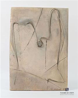 Abstraction Ceramic plate and wire - Chantal Hubert