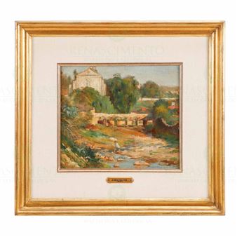 PAISAGEM COM IGREJA E FIGURA - José Basalisa