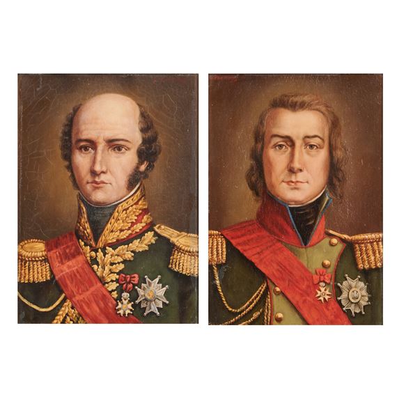 Two Napoleonic General Portraits by Continental School, 19th Century, Early 20th Century
