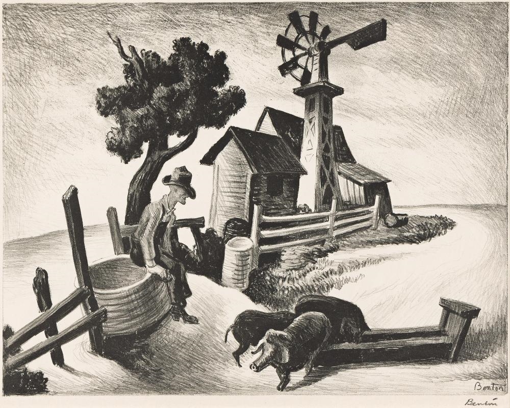 Artwork by Thomas Hart Benton‏, Homestead, Made of Lithograph