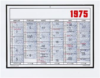 Konvolut von zwei Kalenderblättern 1975 - Hanne Darboven