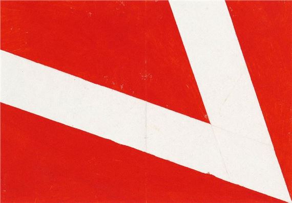 Weißer Keil auf Rot by Hermann Glöckner, 1977