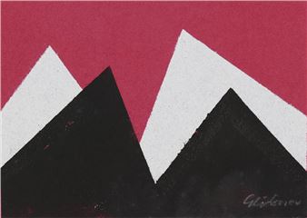 Schwarzweiße Aufgipfelung vor Rot - Hermann Glöckner