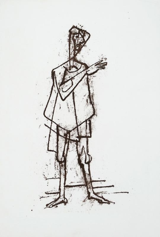 Artwork by Karl Hofer, (Stehender Mann), Gesicht mit großen Augen, Made of lithographs