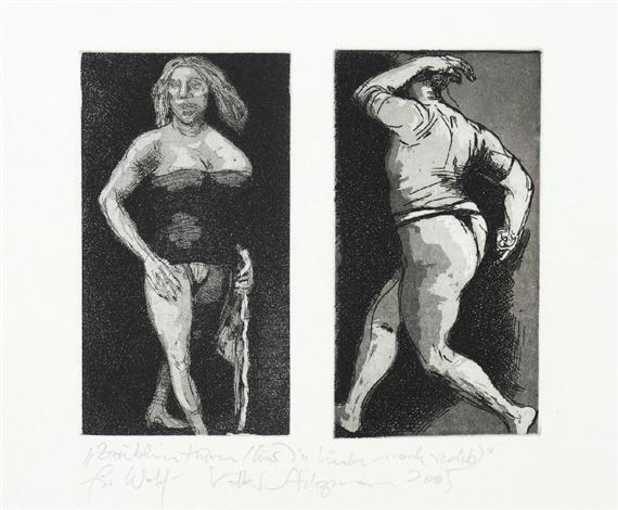 (Zwei Frauenfiguren) - Volker Stelzmann