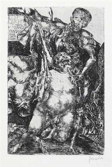 Don Quichote ersticht Sancho Pansa und nimmt ihm die Kleider by Heinz Zander, 1968