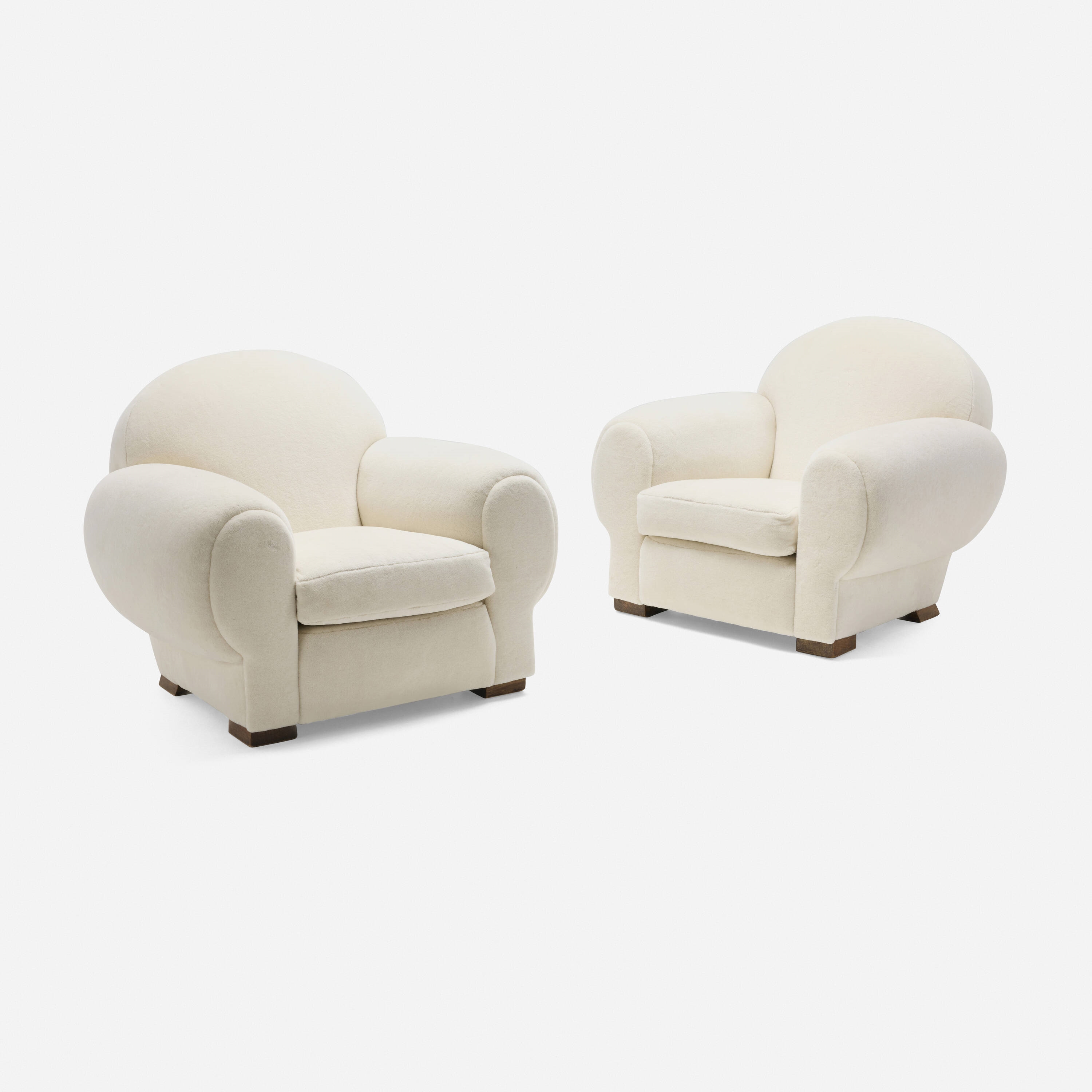 Artwork by Rene Drouet, Lounge chairs, pair, Made of Upholstery, Beech
