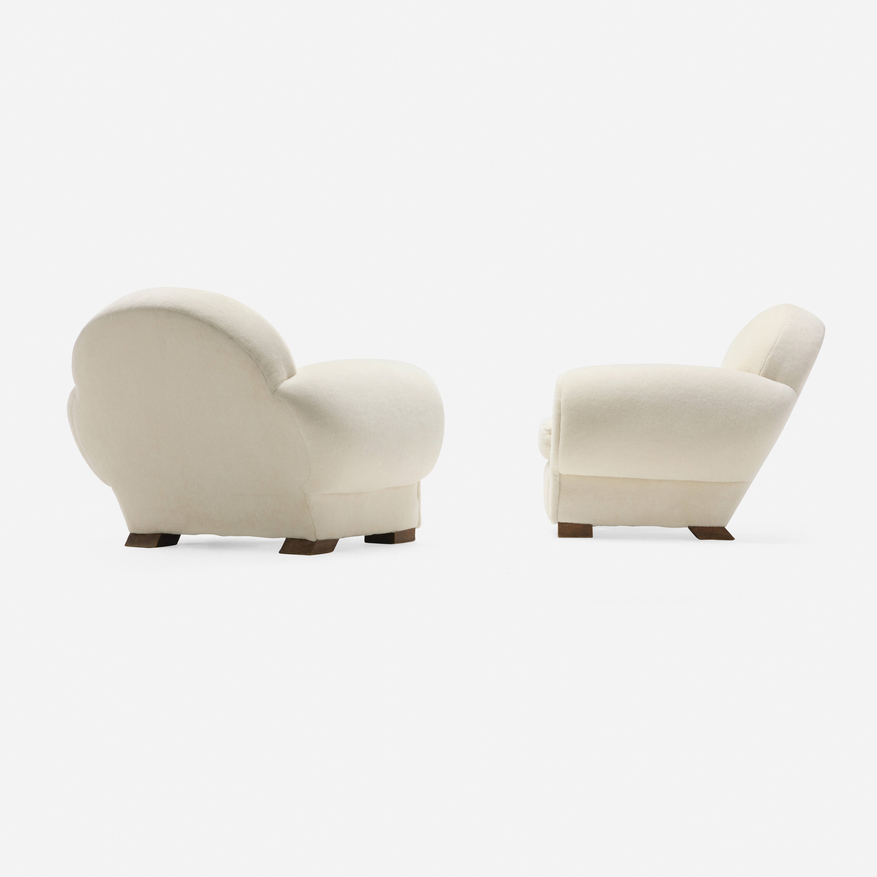 Artwork by Rene Drouet, Lounge chairs, pair, Made of Upholstery, Beech