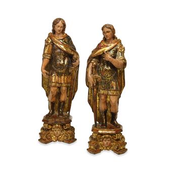 Coppia di Santi guerrieri (San Narborre e San Felice?). Arte rinascimentale lombarda del XVI secolo - Lombard School, 16th Century