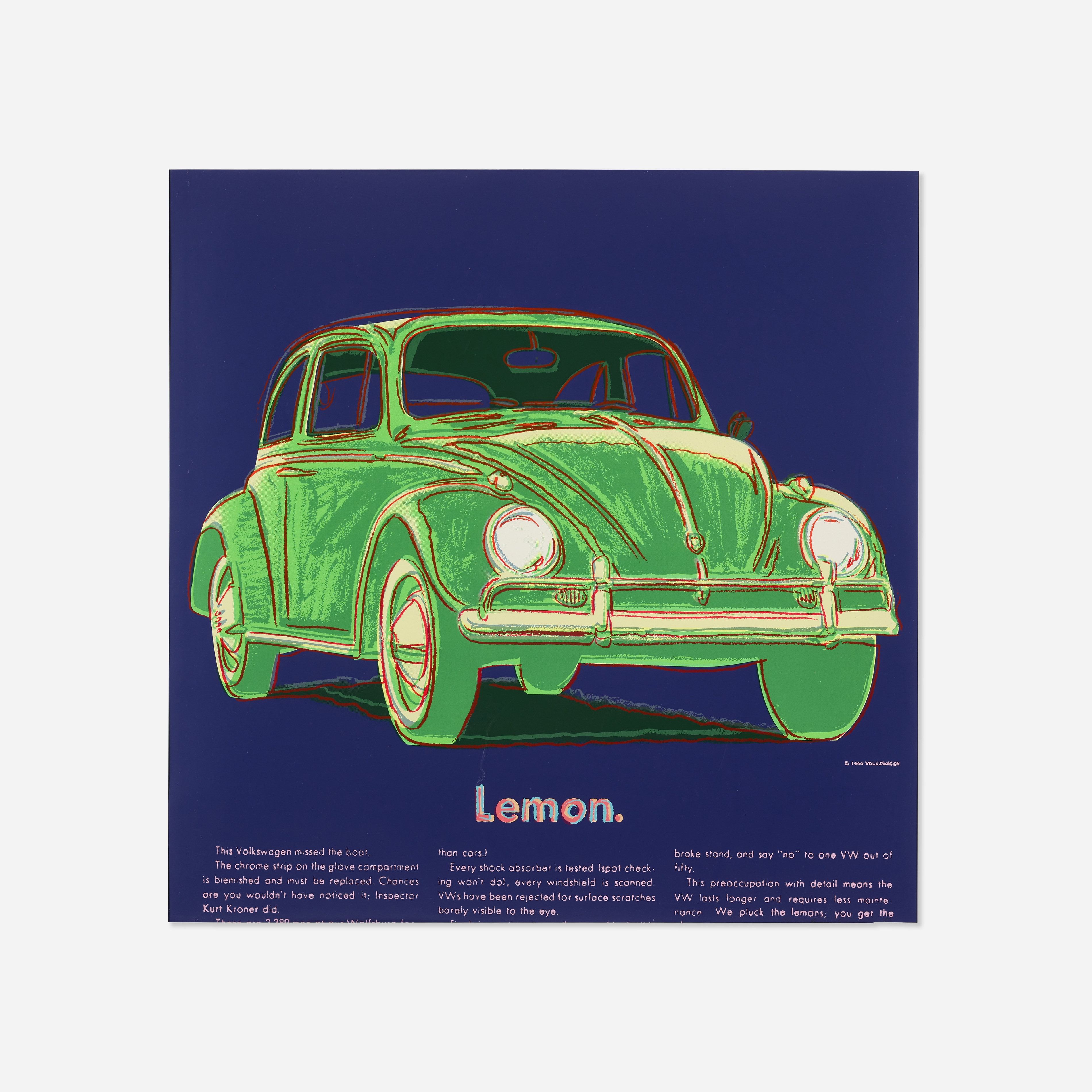 Artwork by Andy Warhol, Volkswagen (Lemon) (from the Ads series, Made of Screenprint In Colors On Lenox Museum Board