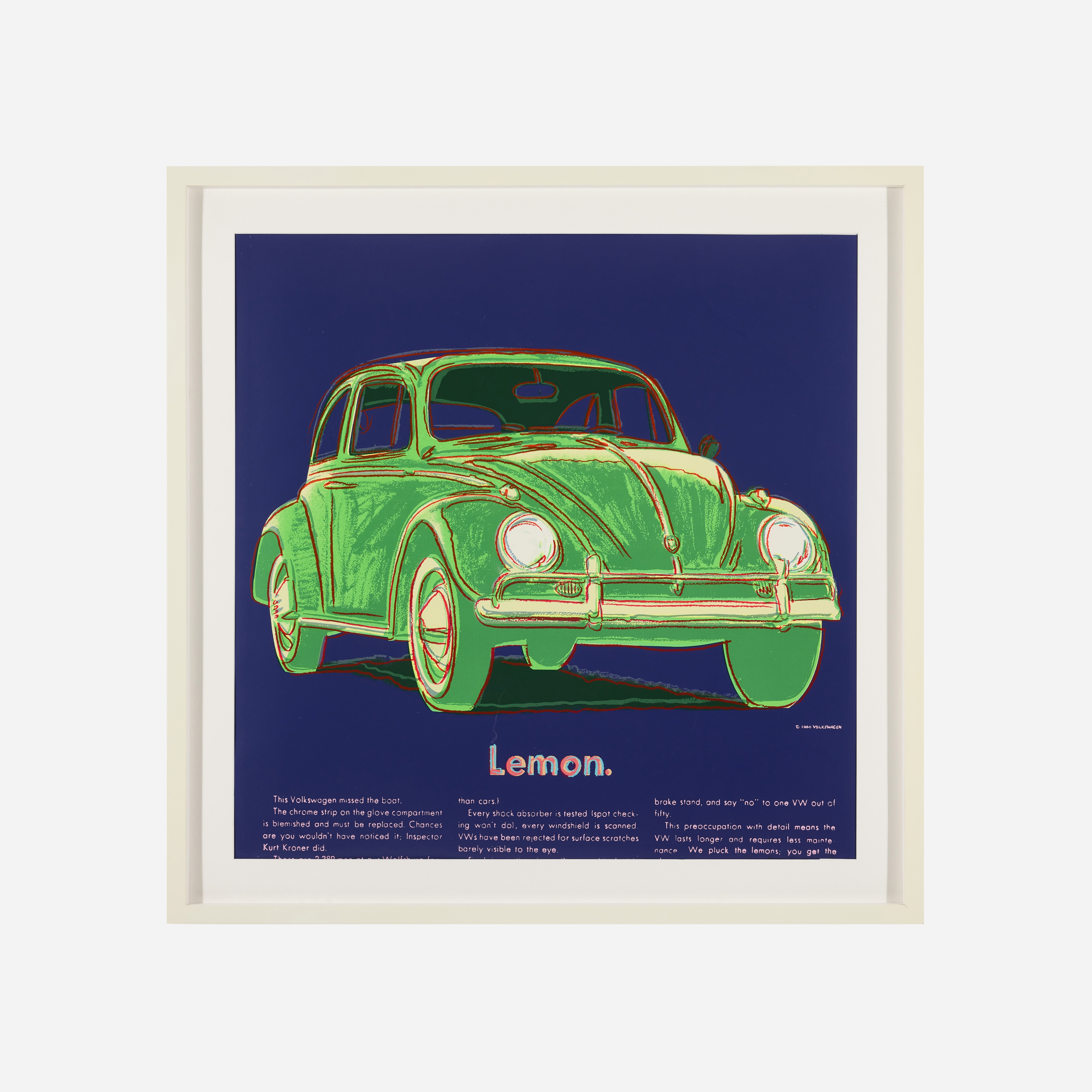 Artwork by Andy Warhol, Volkswagen (Lemon) (from the Ads series, Made of Screenprint In Colors On Lenox Museum Board