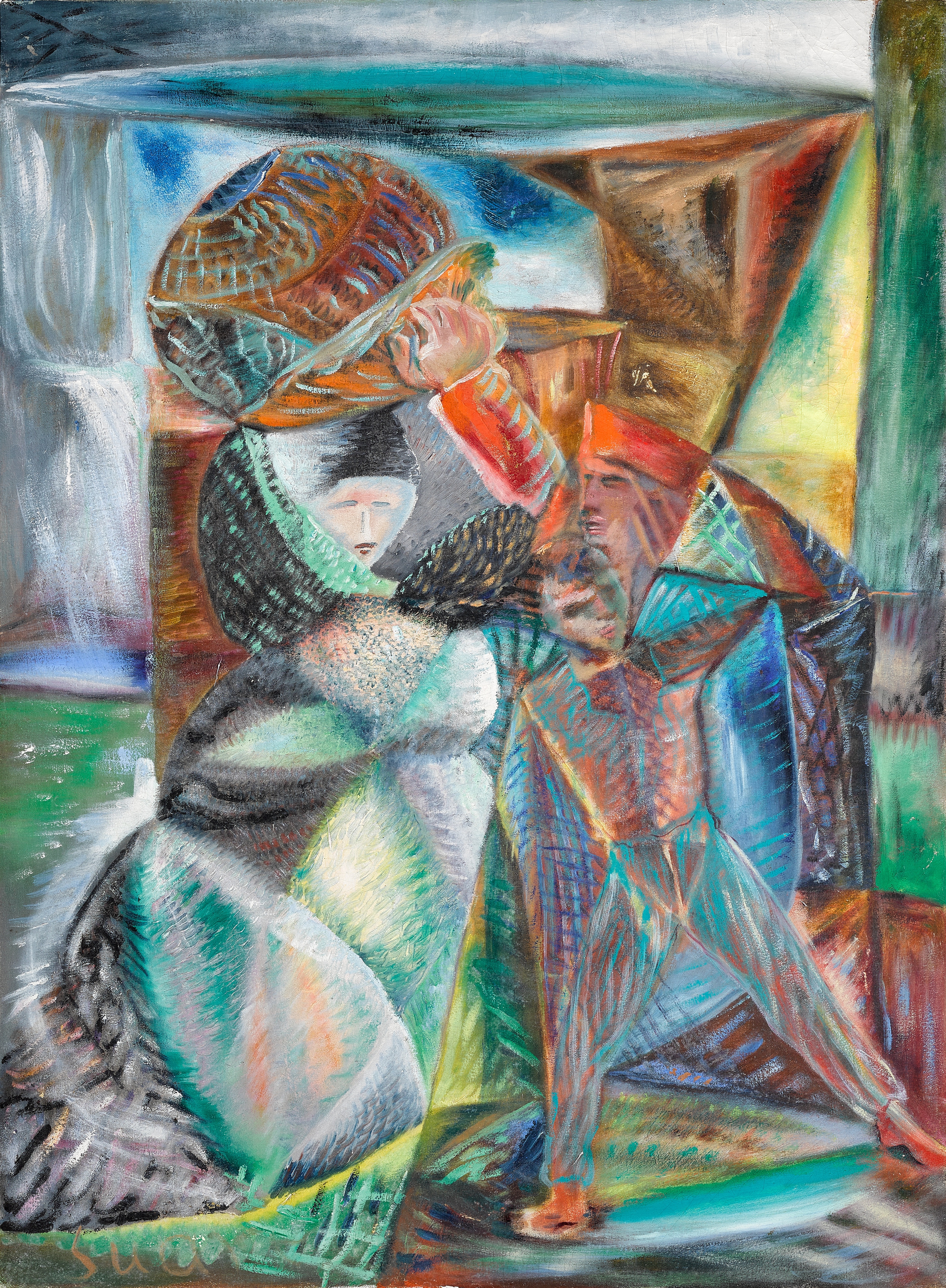 Artwork by Carlos Suares, Untitled (Abstract Figures, Made of oil on canvas