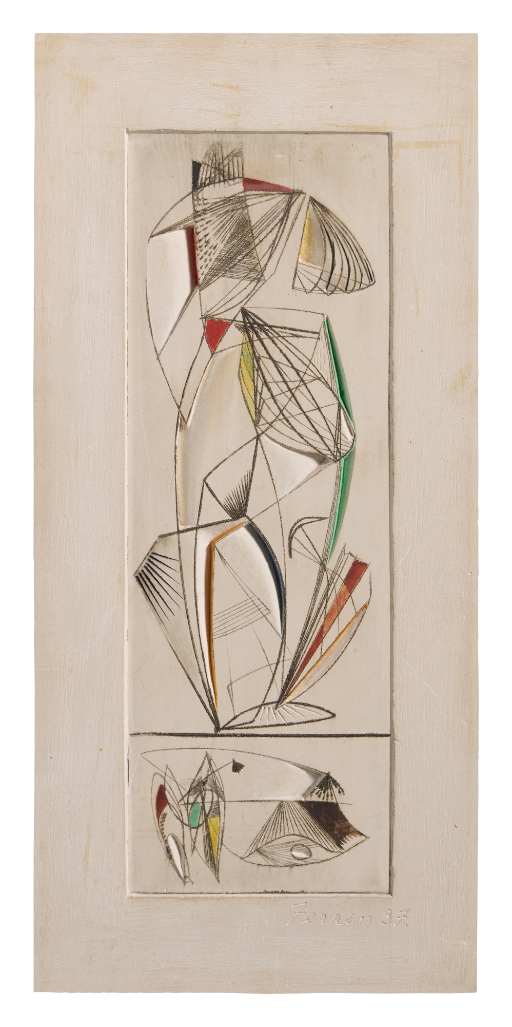 Artwork by John Ferren, Number 2, Made of incised and painted plaster