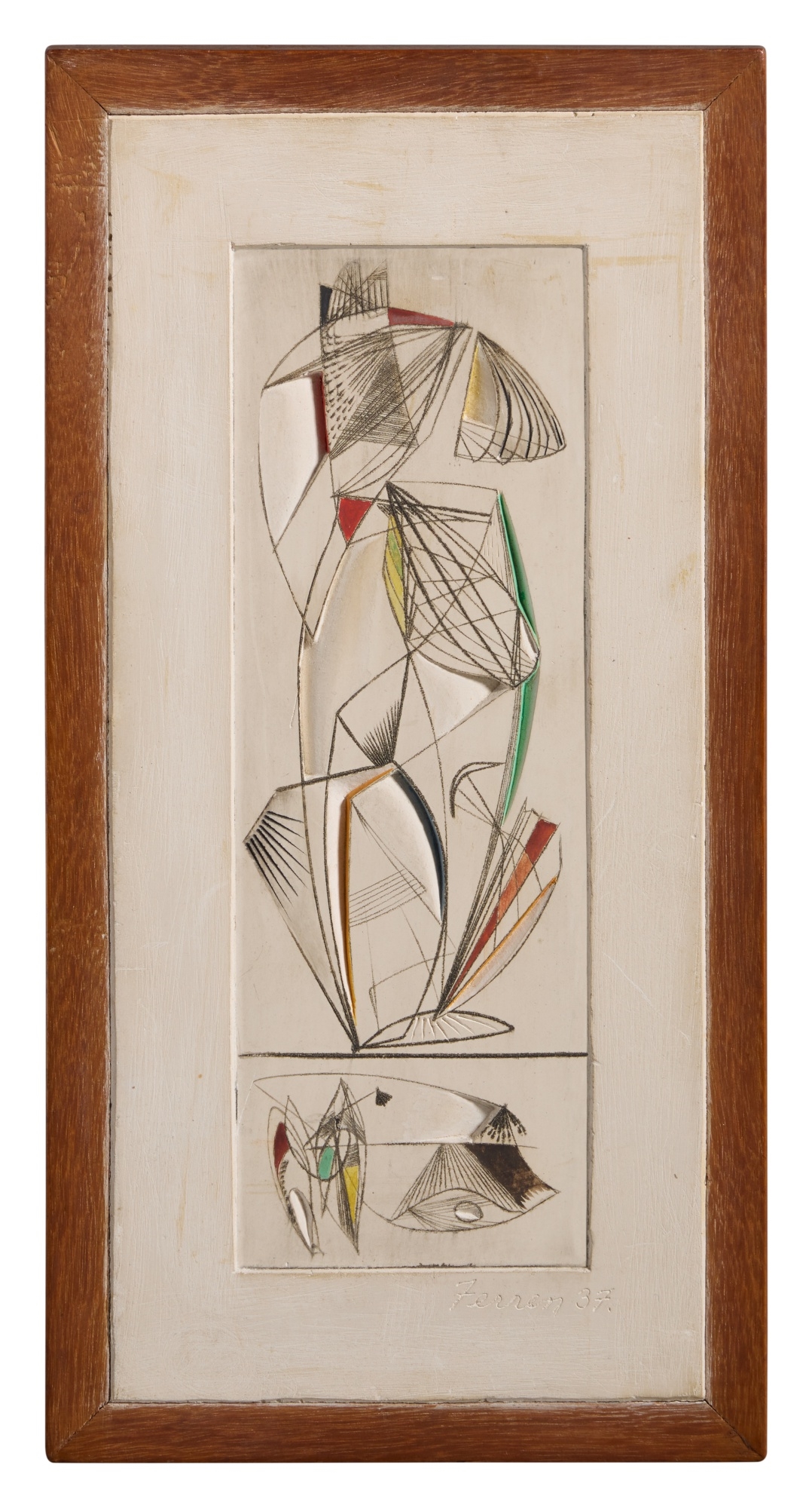 Artwork by John Ferren, Number 2, Made of incised and painted plaster