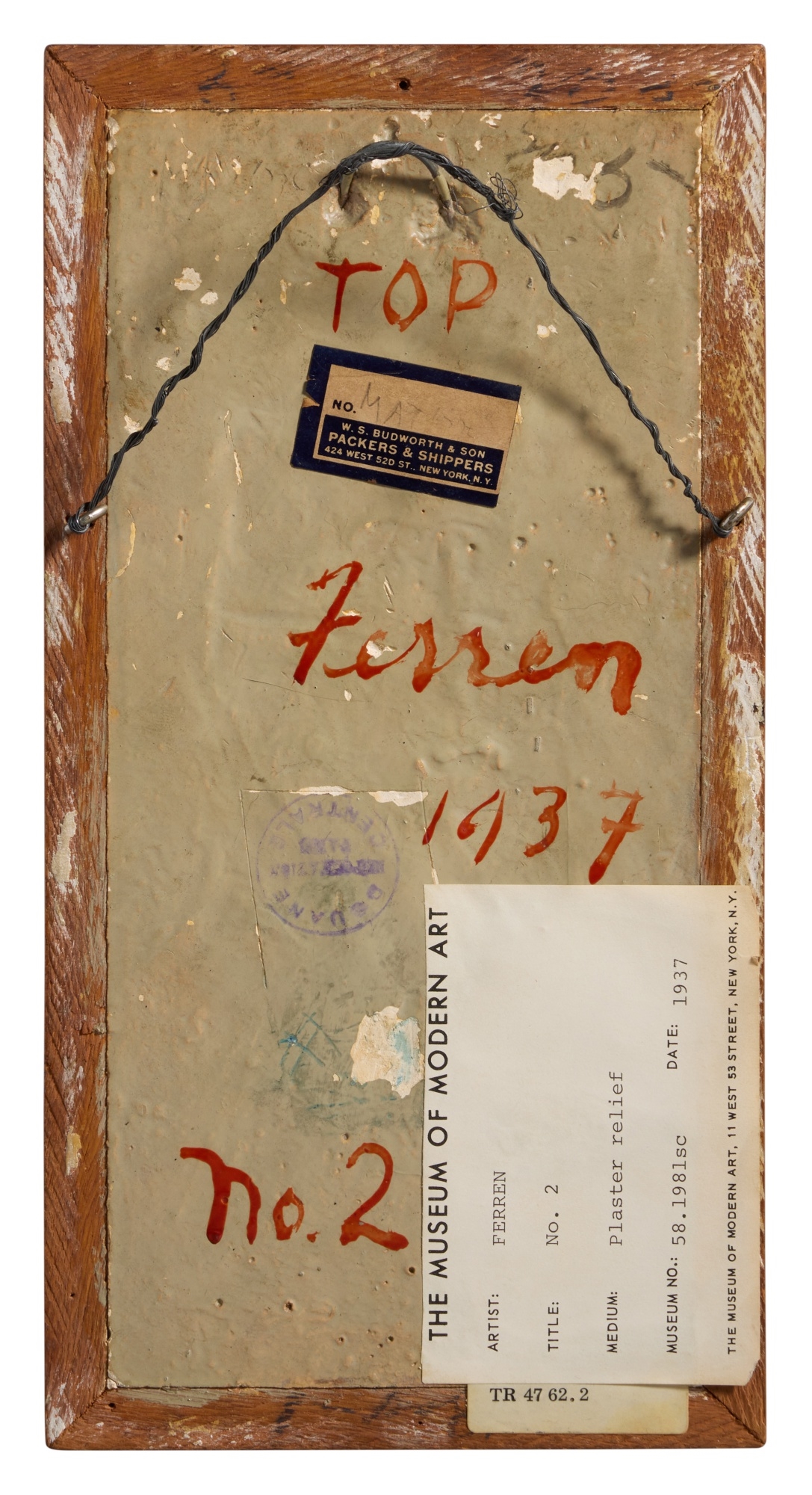 Artwork by John Ferren, Number 2, Made of incised and painted plaster