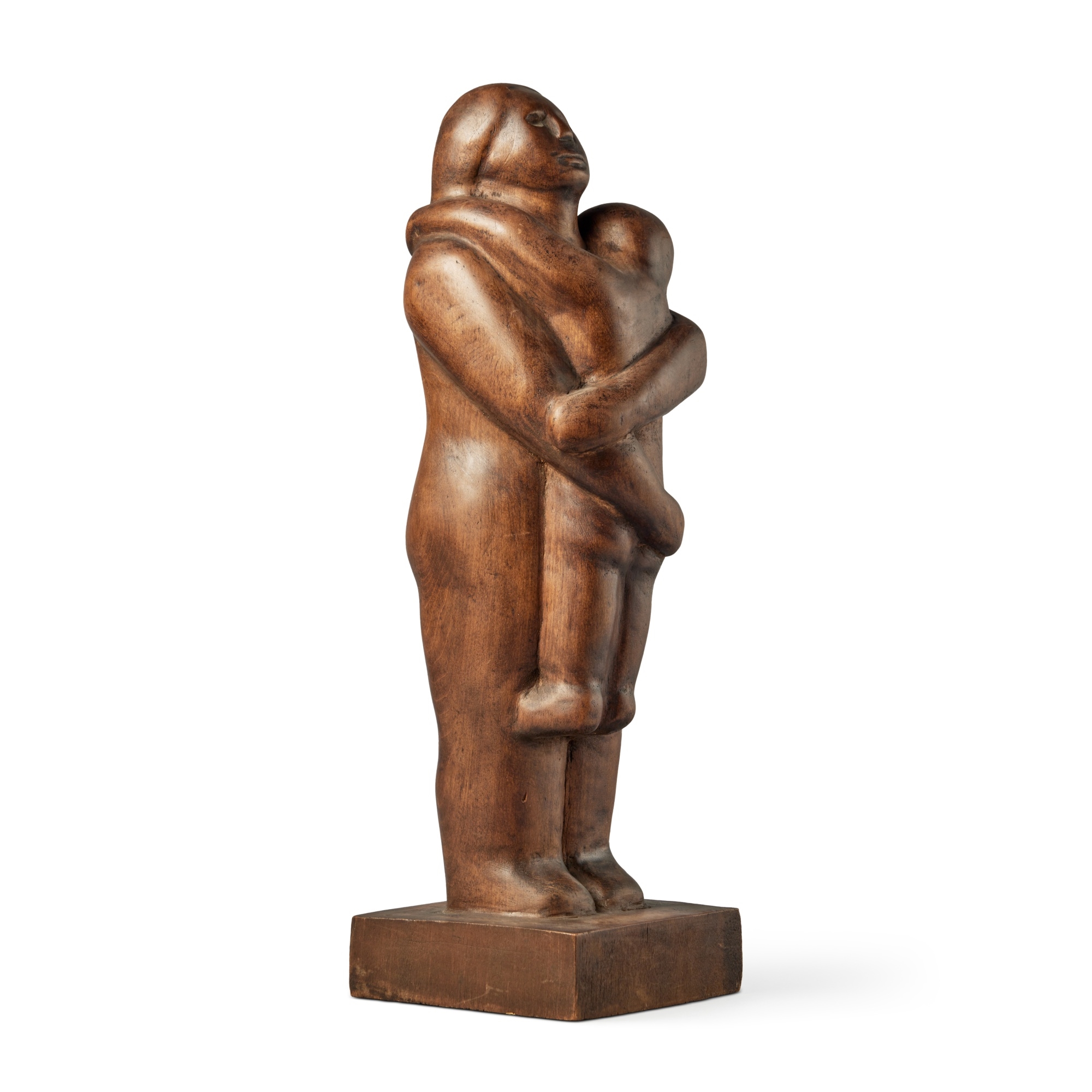 Artwork by Hyman Dorfman, Mother and Child, Made of wood carving