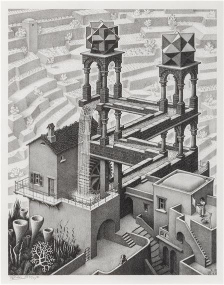 WATERFALL (BOOL 439 by Maurits Cornelis Escher, 1961