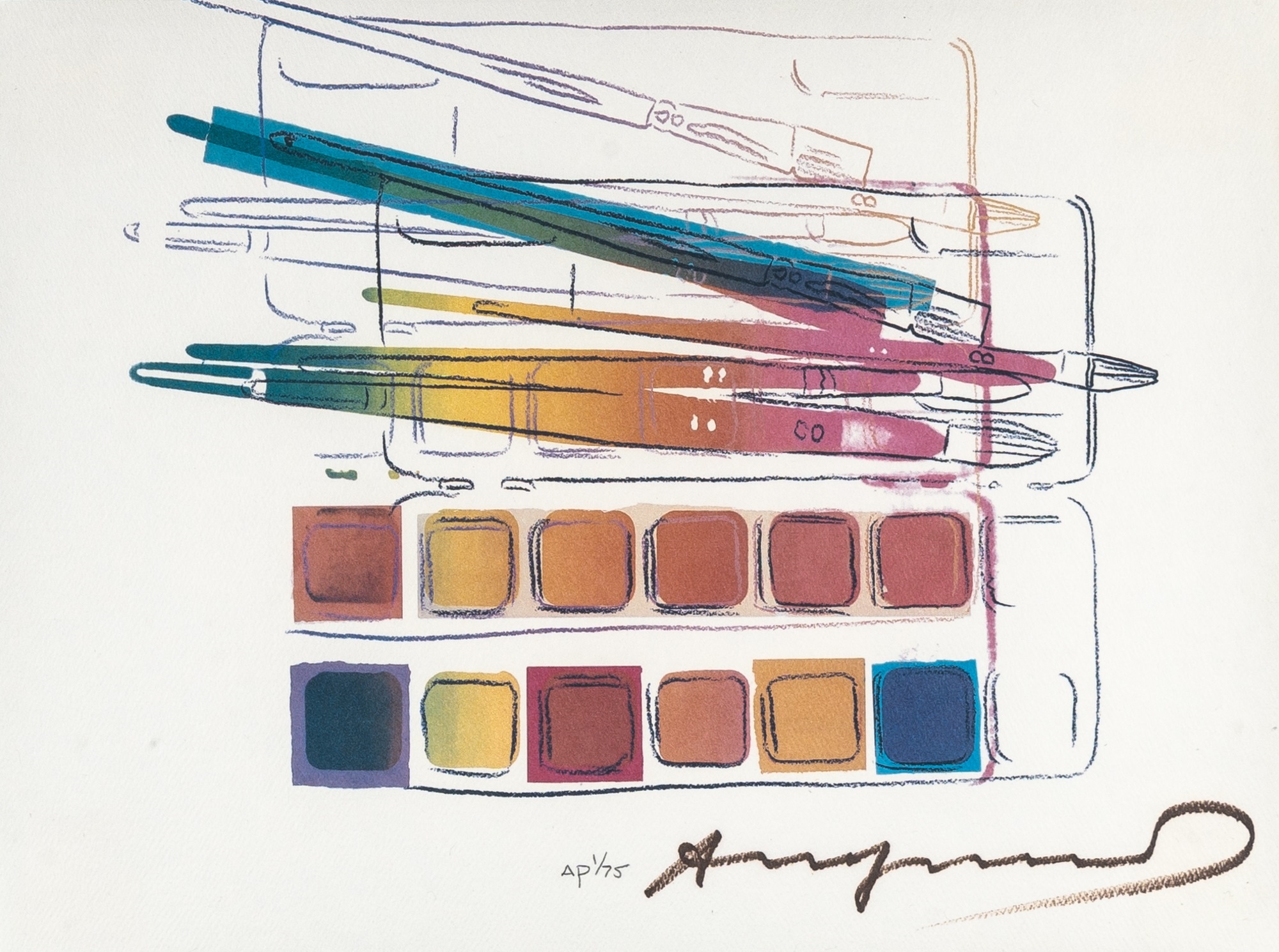 Andy Warhol | WATERCOLOR PAINT KIT WITH BRUSHES (1982) | MutualArt