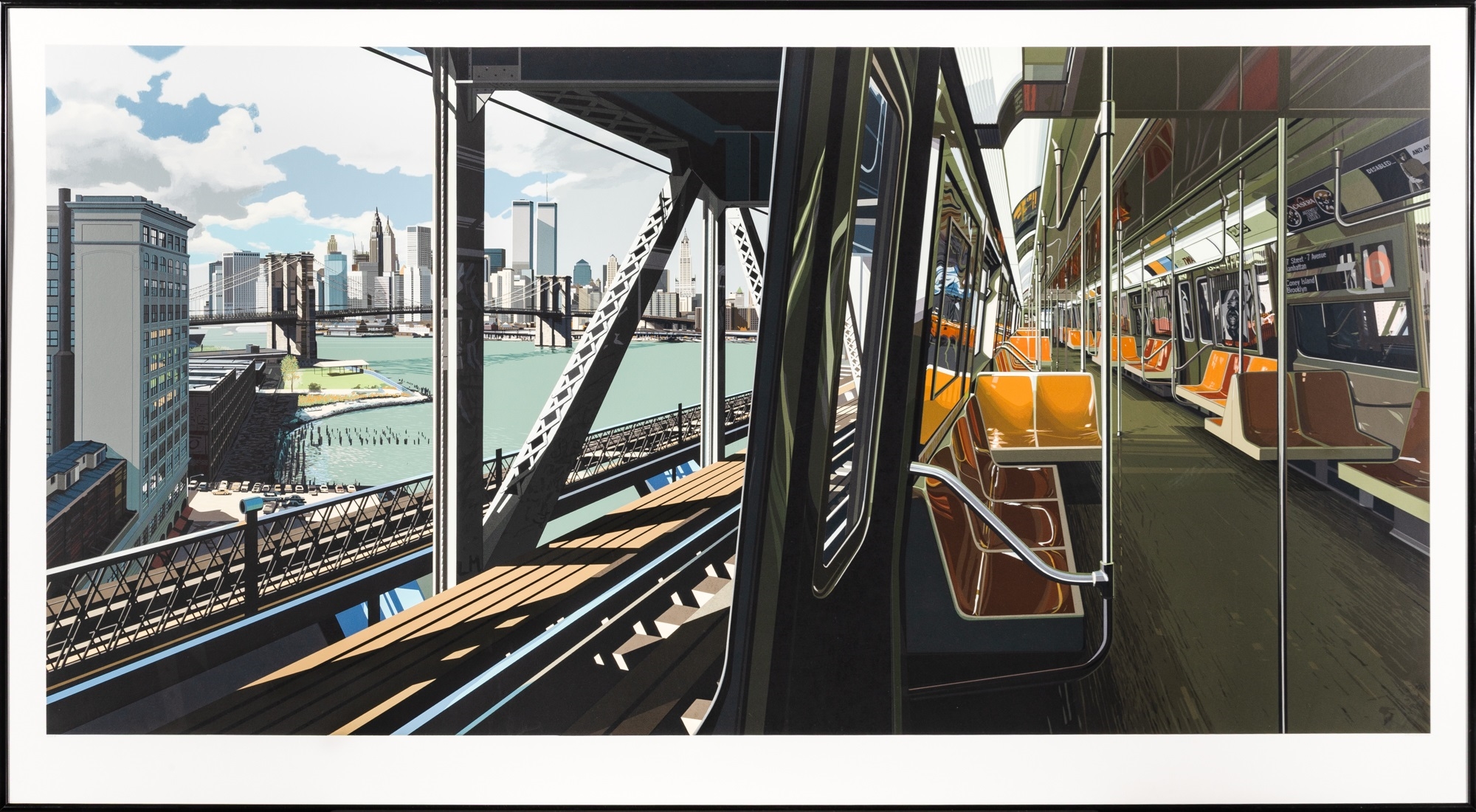 Artwork by Richard Estes, D-TRAIN, Made of Color Screenprint On Three Laminated Sheets Of Custom-Made German Museum Board