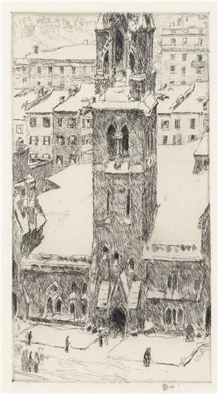 CHURCH ACROSS THE WAY - Childe Hassam