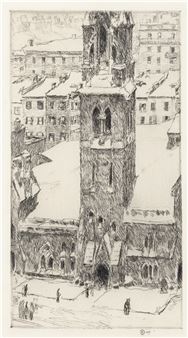 CHURCH ACROSS THE WAY - Childe Hassam