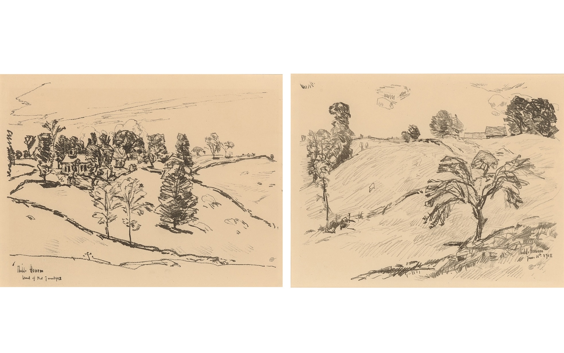 Artwork by Childe Hassam, THE LITTLE SCHOOL HOUSE, LAND OF NOD; LAND OF NOD, Made of Lithographs