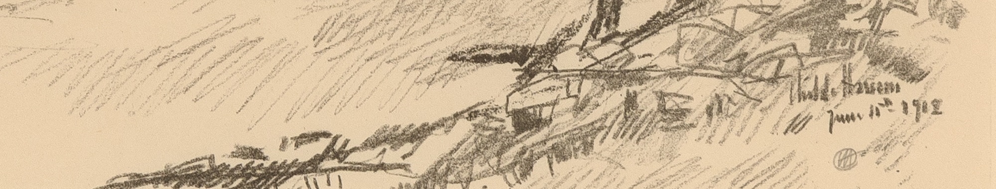 Artwork by Childe Hassam, THE LITTLE SCHOOL HOUSE, LAND OF NOD; LAND OF NOD, Made of Lithographs