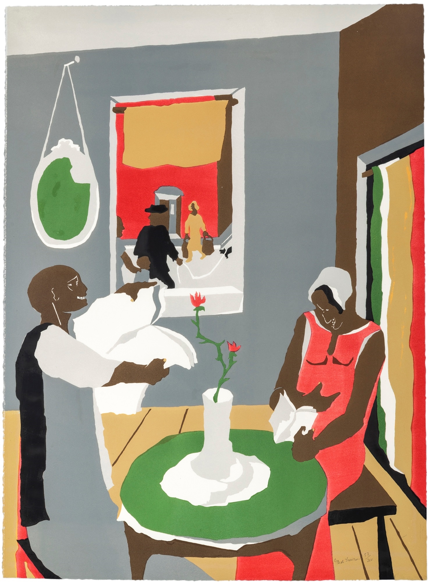 Artwork by Jacob Lawrence, ASPIRATION (NESBETT L88-I, Made of Color Lithograph On Arches Paper