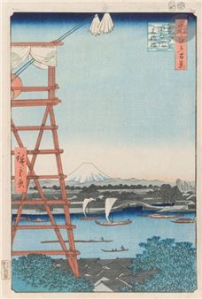 Ryogoku Ekoin and Moto-Yanagi Bridge - Utagawa Hiroshige