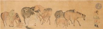 Two silk paintings of horses - Zhao Mengfu