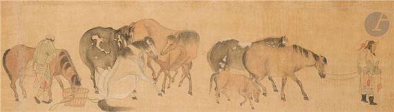 Two silk paintings of horses - Zhao Mengfu