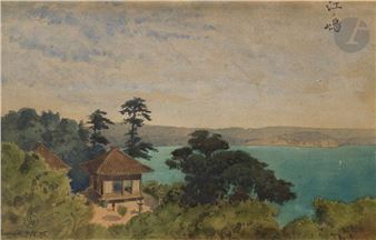 View of Enoshima Bay; Japanese manor house - Abel Guérineau