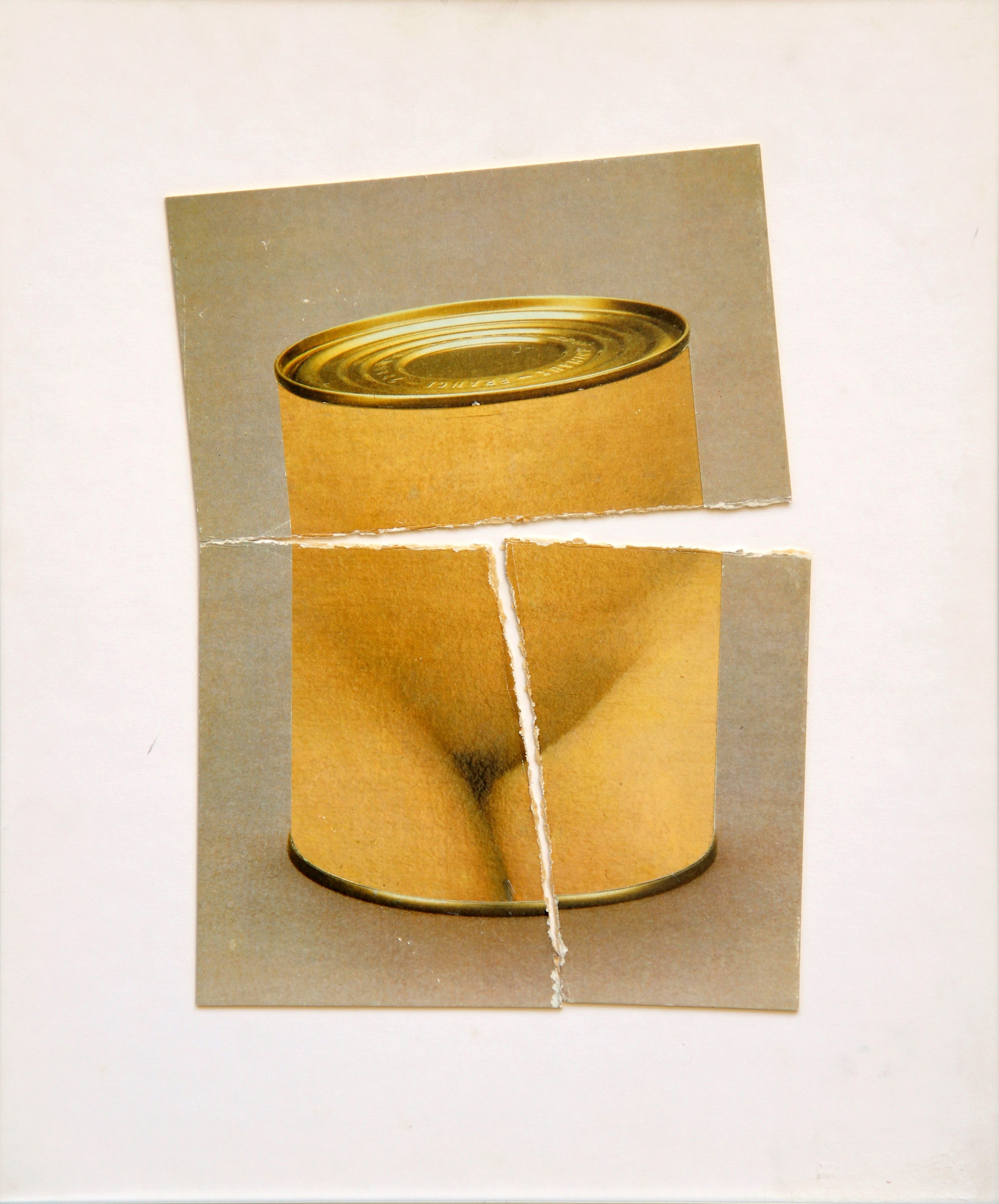 Artwork by Jiří Kolář, Scatola spezzata con pube, Made of collage on cardboard