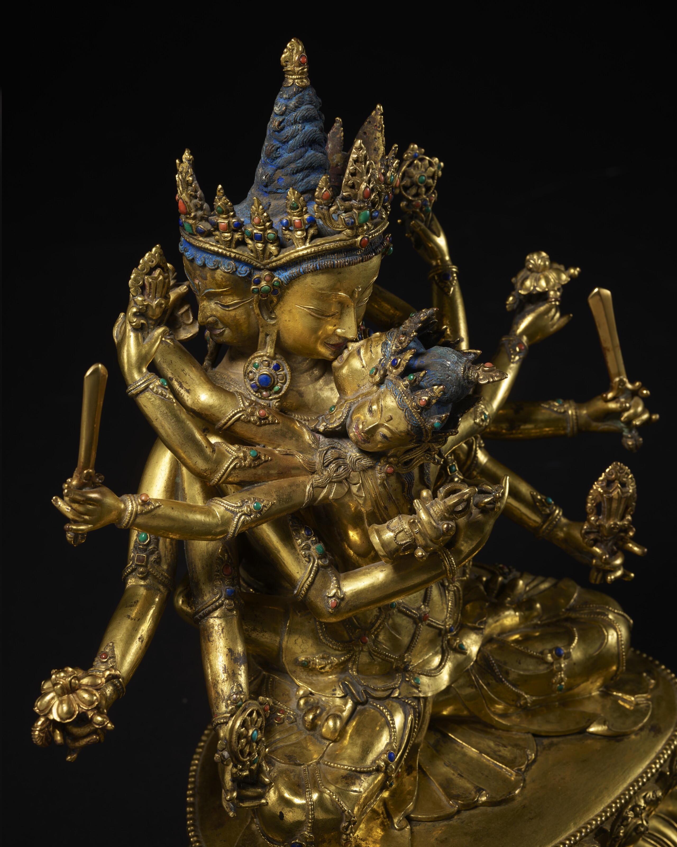 Artwork by Tibetan School, 15th Century, Sonam Gyaltsen, A GILT COPPER ALLOY FIGURE OF AKSHOBHYAVAJRA GUHYASAMAJA ATTRIBUTABLE TO SONAM GYALTSEN, Made of GILT COPPER