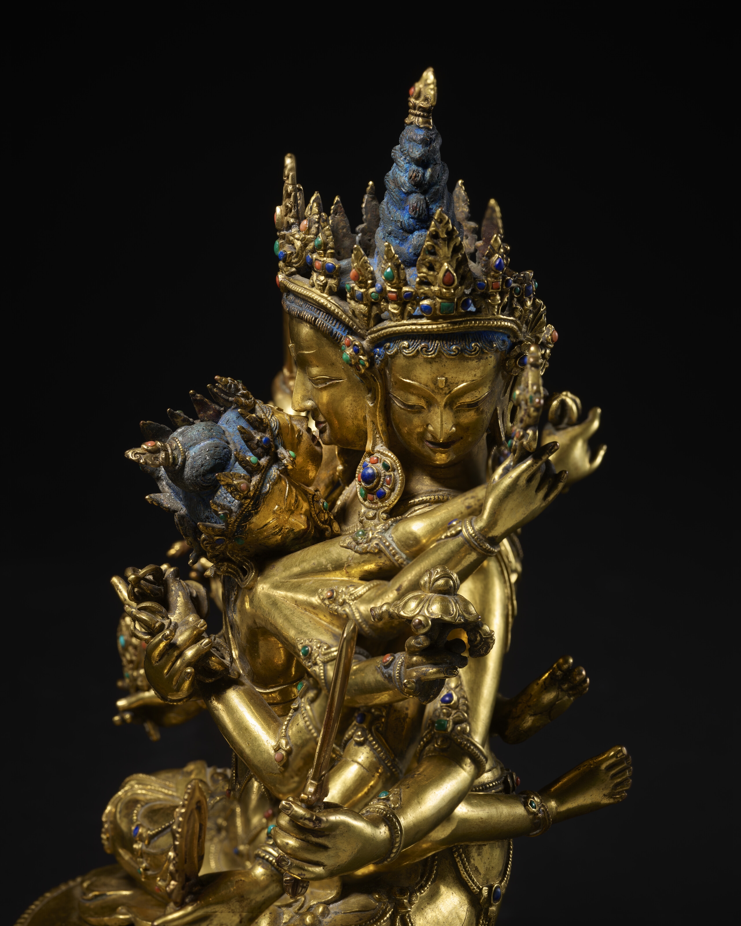 Artwork by Tibetan School, 15th Century, Sonam Gyaltsen, A GILT COPPER ALLOY FIGURE OF AKSHOBHYAVAJRA GUHYASAMAJA ATTRIBUTABLE TO SONAM GYALTSEN, Made of GILT COPPER
