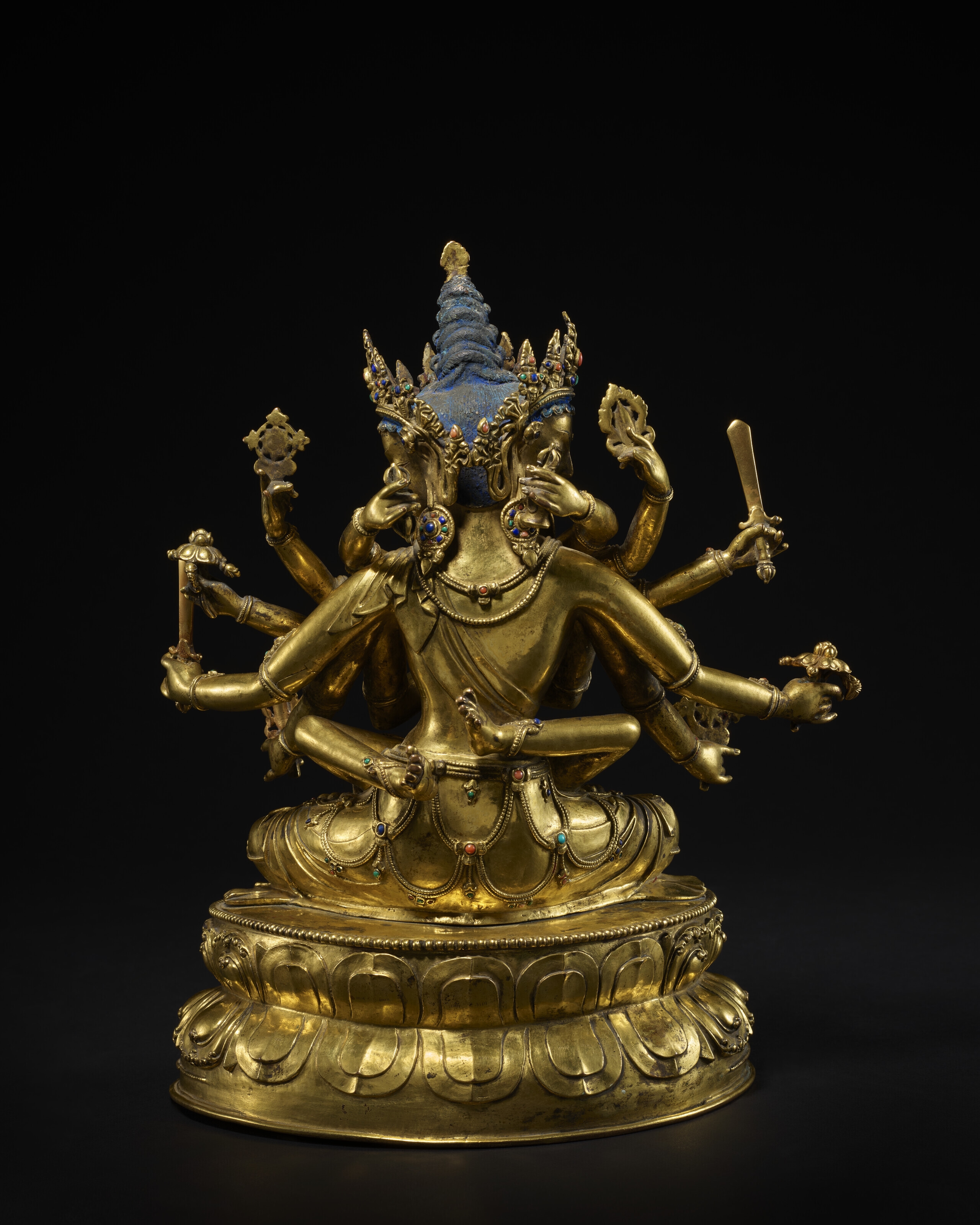 Artwork by Tibetan School, 15th Century, Sonam Gyaltsen, A GILT COPPER ALLOY FIGURE OF AKSHOBHYAVAJRA GUHYASAMAJA ATTRIBUTABLE TO SONAM GYALTSEN, Made of GILT COPPER