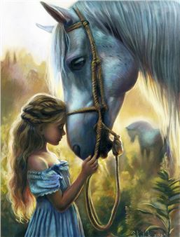 Girl with Horse - Vira Sokolyk (ukrainian, Born 1999)