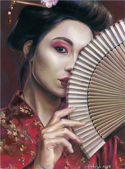 Geisha with Fan by Vira Sokolyk (ukrainian, Born 1999)