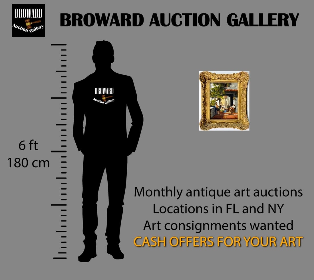 Artwork by G Joli, Courtyard Scene, Made of Oil On Board