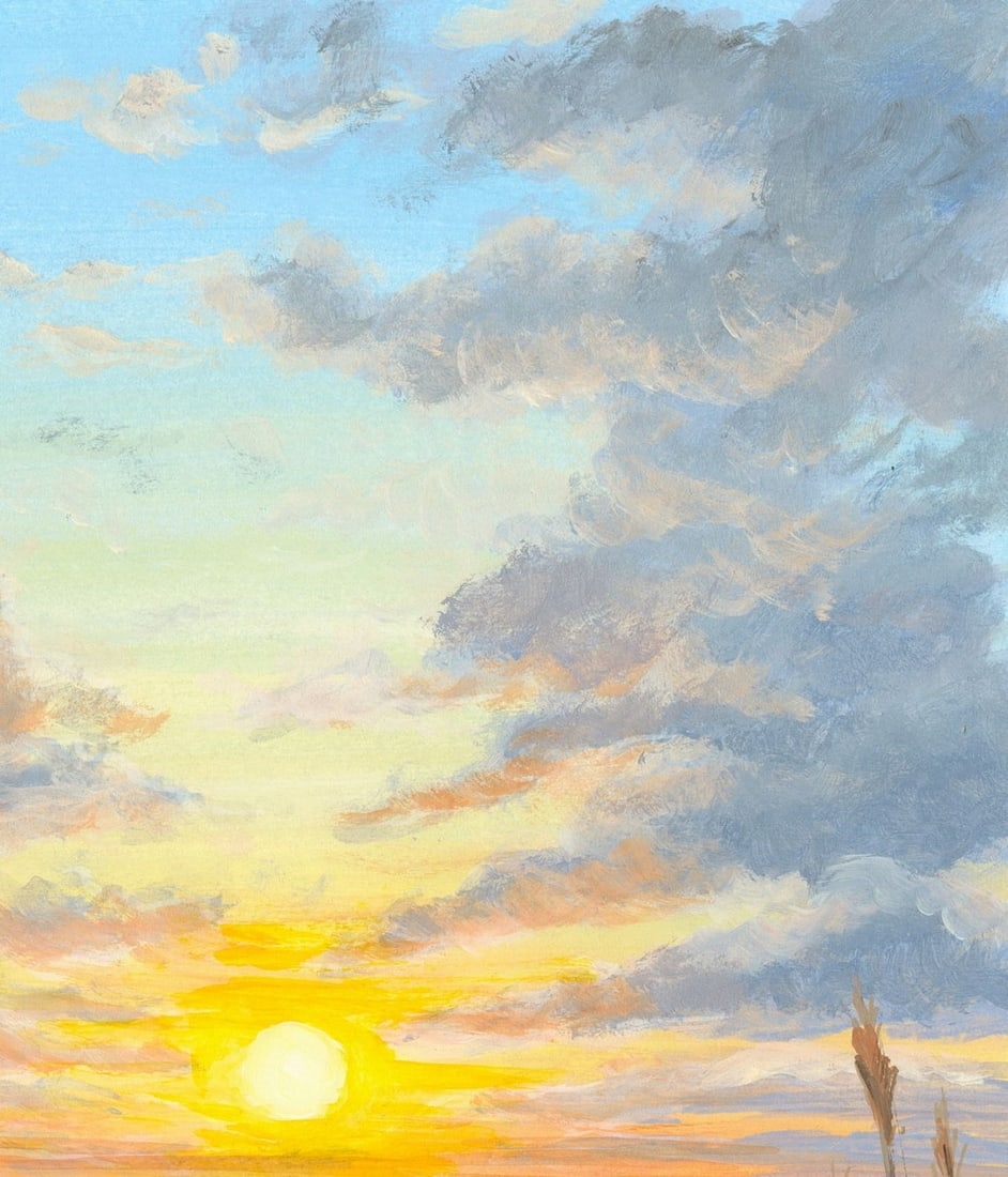 Artwork by Oleksandr Pukhno, Sunset Seascape with Pier, Made of Oil On Heavy Paper