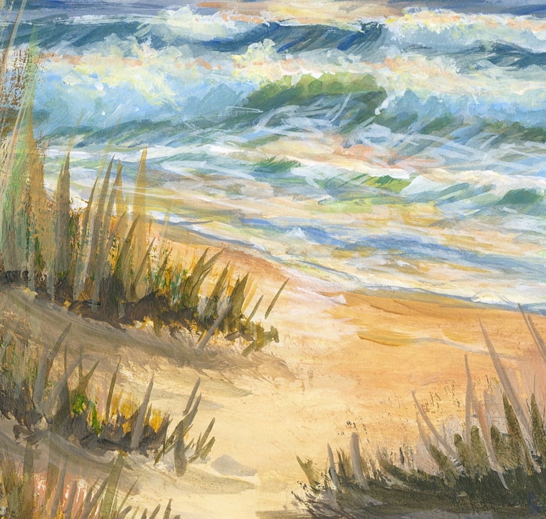 Artwork by Oleksandr Pukhno, Sunset Seascape with Pier, Made of Oil On Heavy Paper