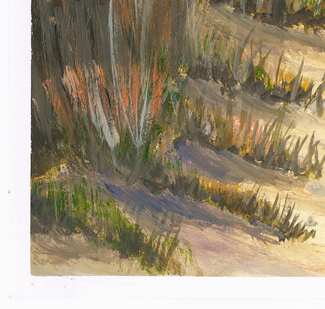 Artwork by Oleksandr Pukhno, Sunset Seascape with Pier, Made of Oil On Heavy Paper